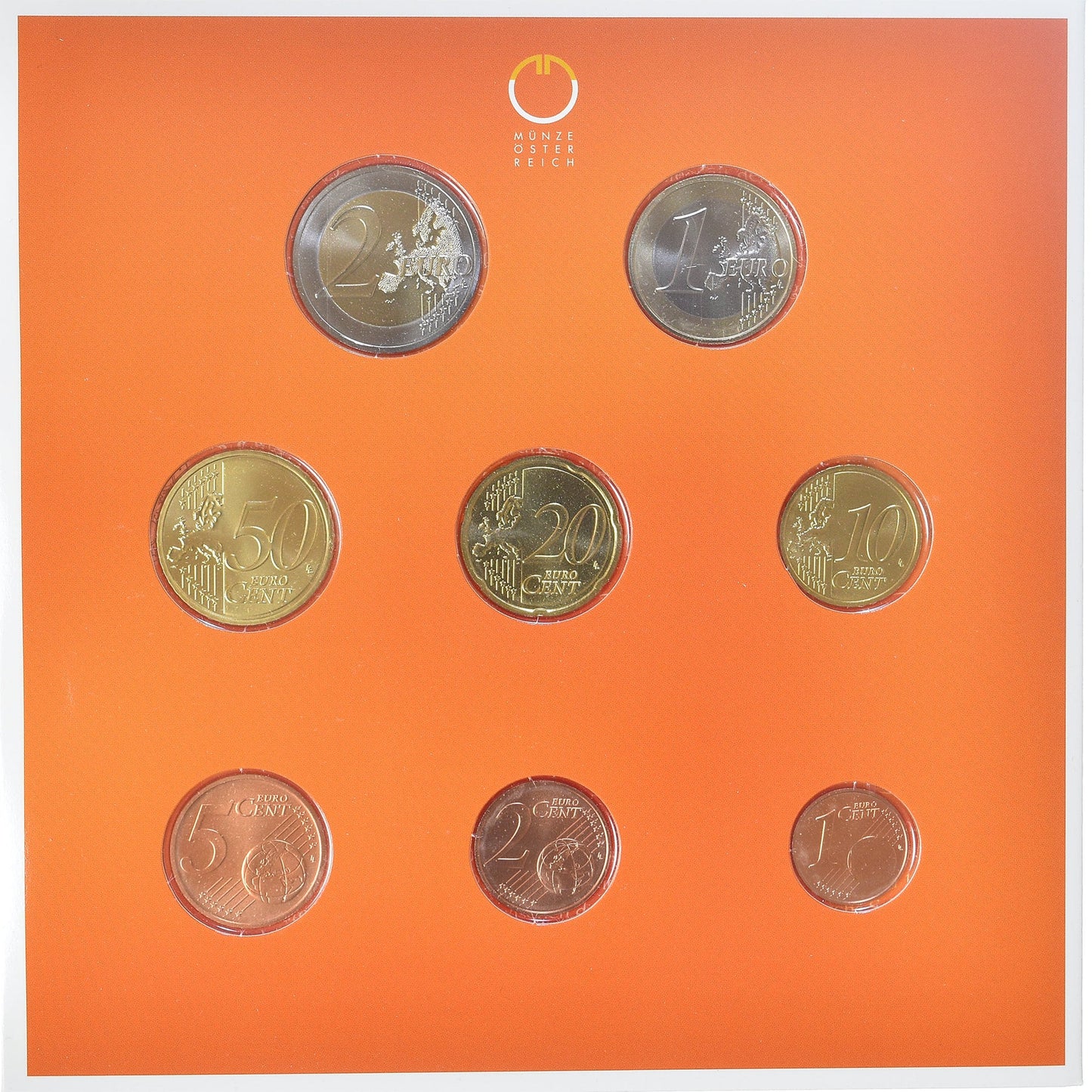 Rakúsko,
Set 1 ct. - 2 eurá,
2008