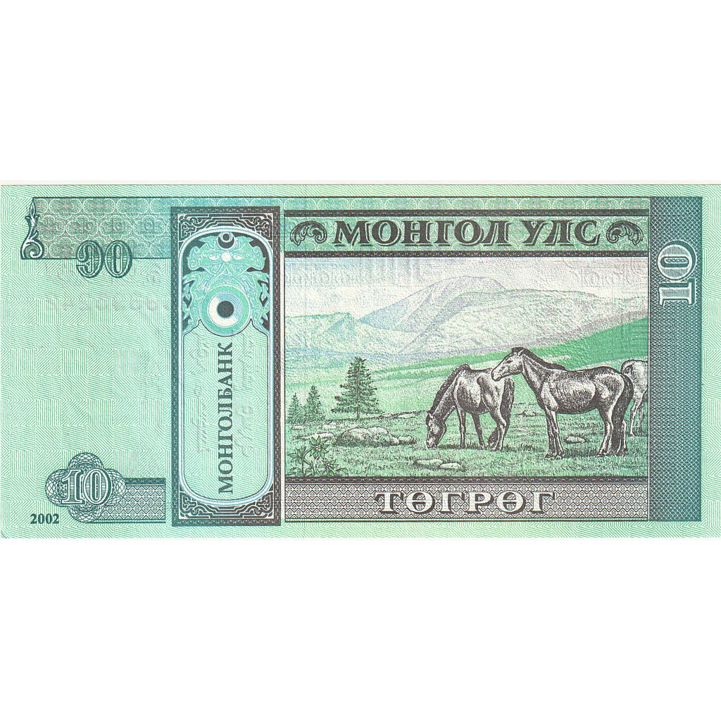 bankovka,
Mongolsko,
10 Tugrik