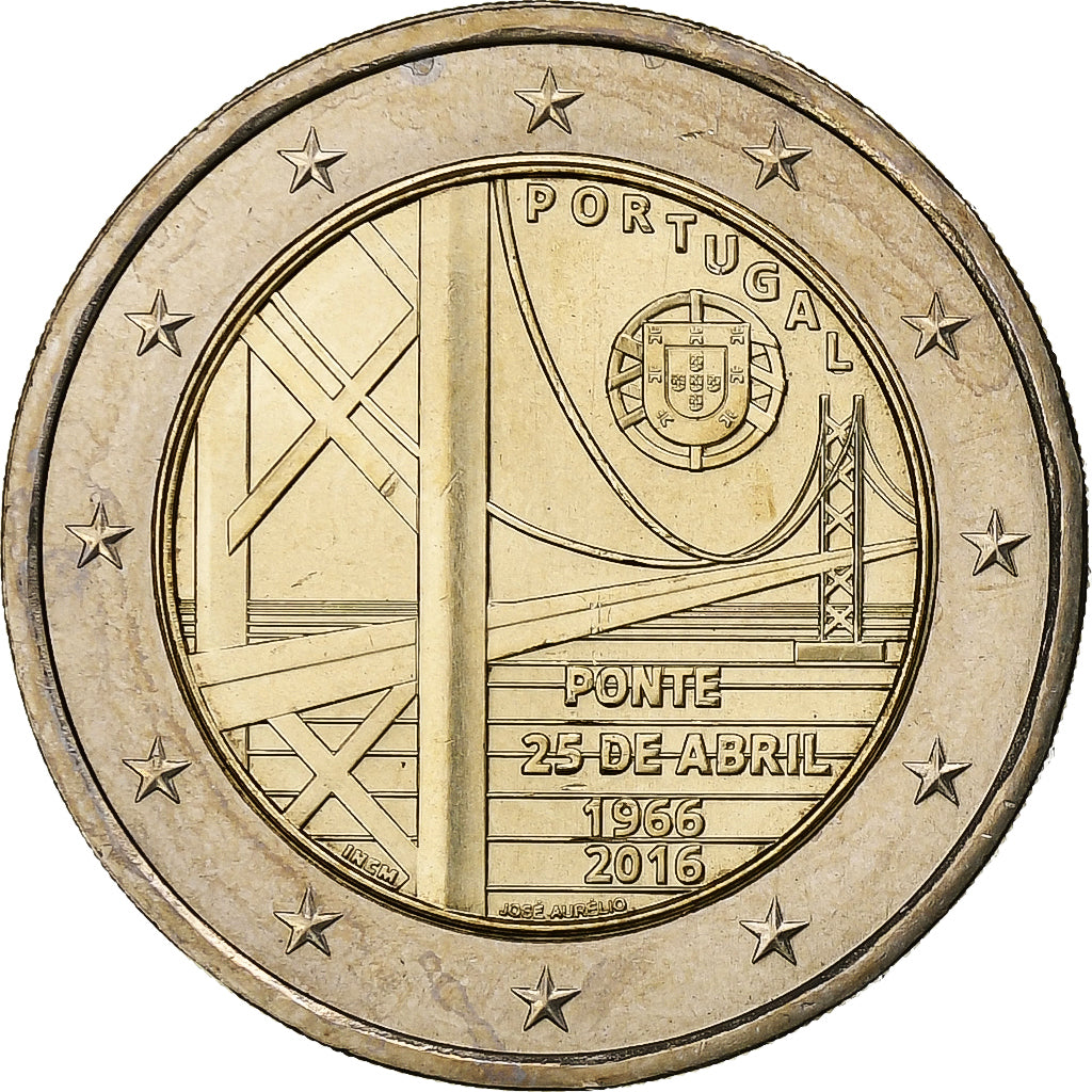 Portugalsko,
2 eurá,
Most 25. apríla