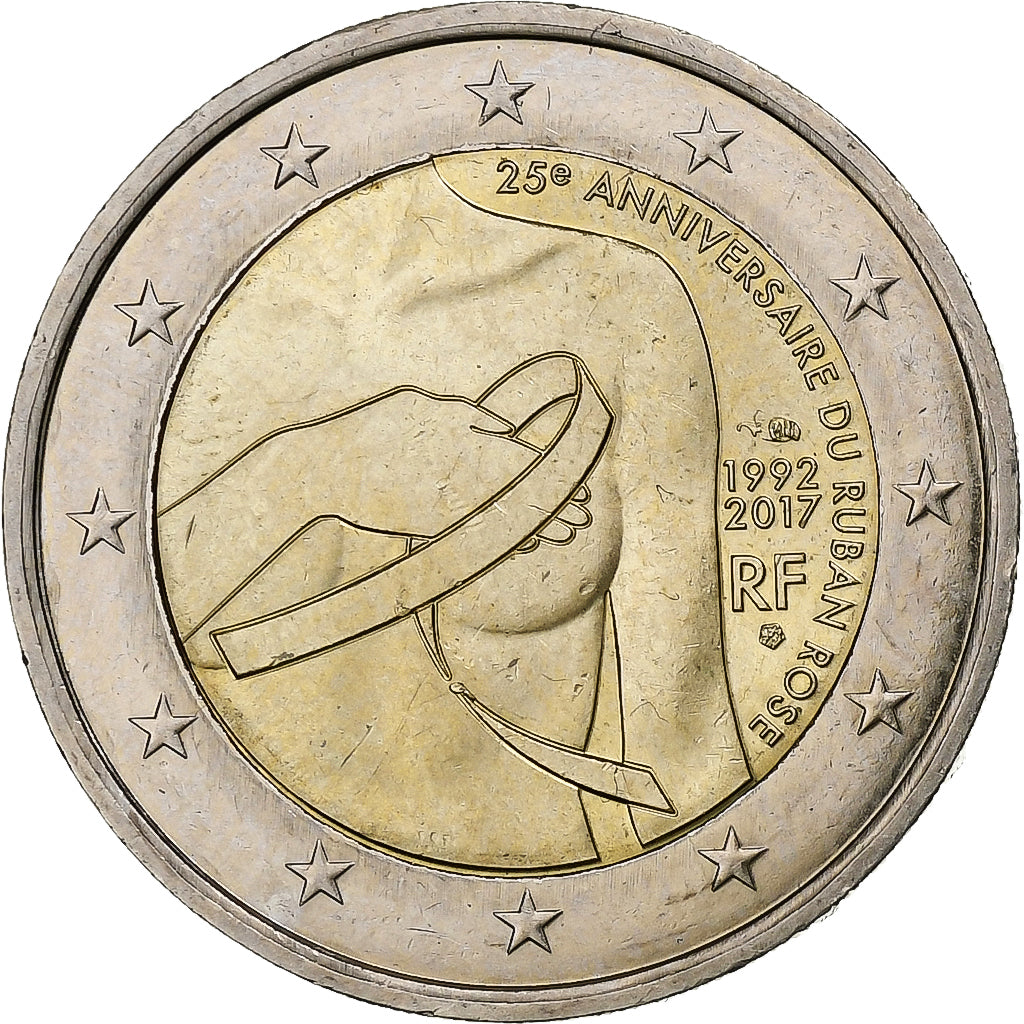 Francúzsko,
2 eurá,
Ružová stuha