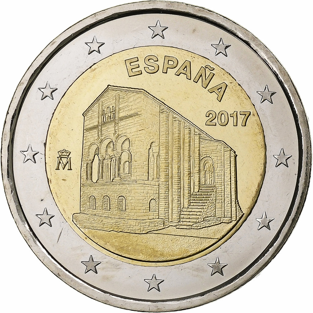 Španielsko,
2 eurá,
Kostoly Astúrskeho kráľovstva