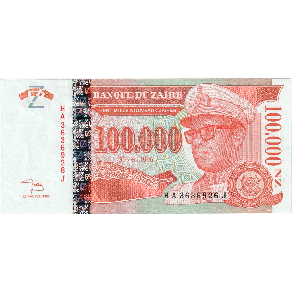 Zair,
100,
000 Nouveaux Zaires
