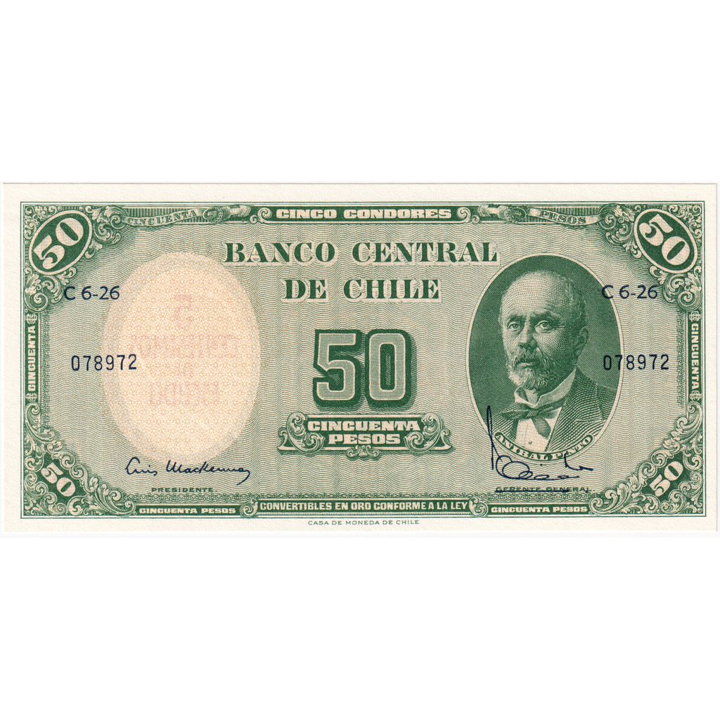 Čile,
5 centesimov za 50 pesos,
UNC(65-70)
