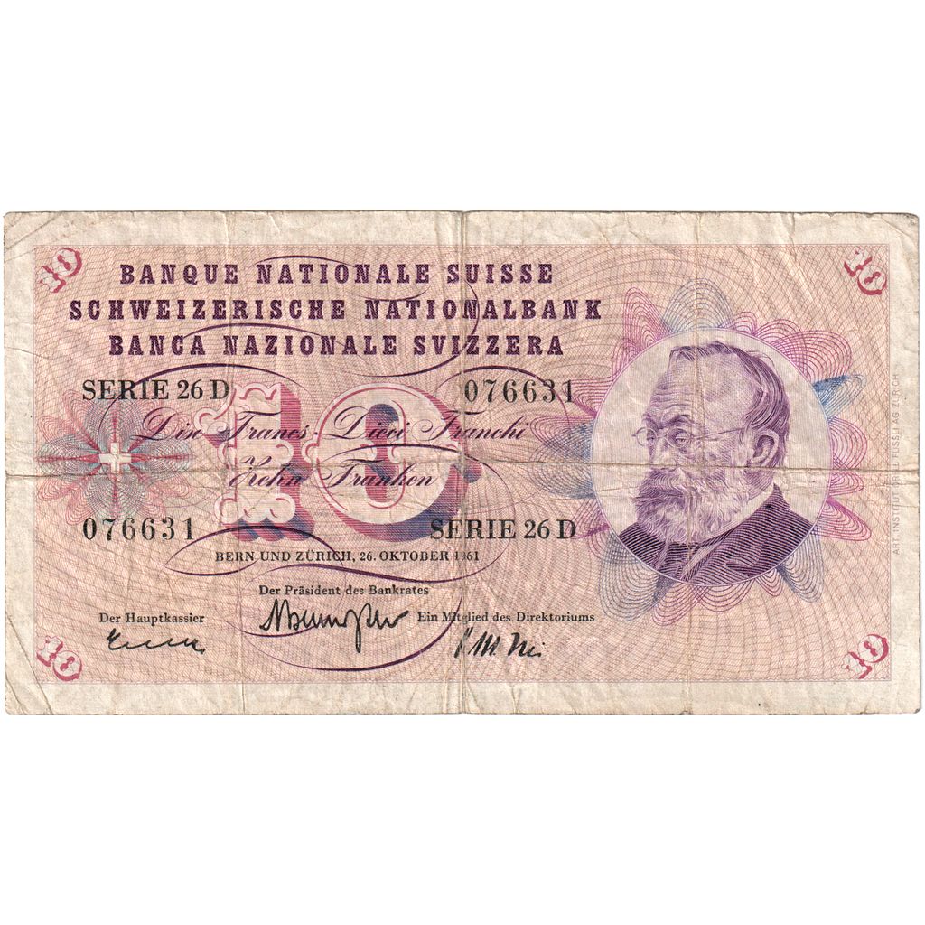 Švajčiarsko,
10 Franken,
1961-10-26