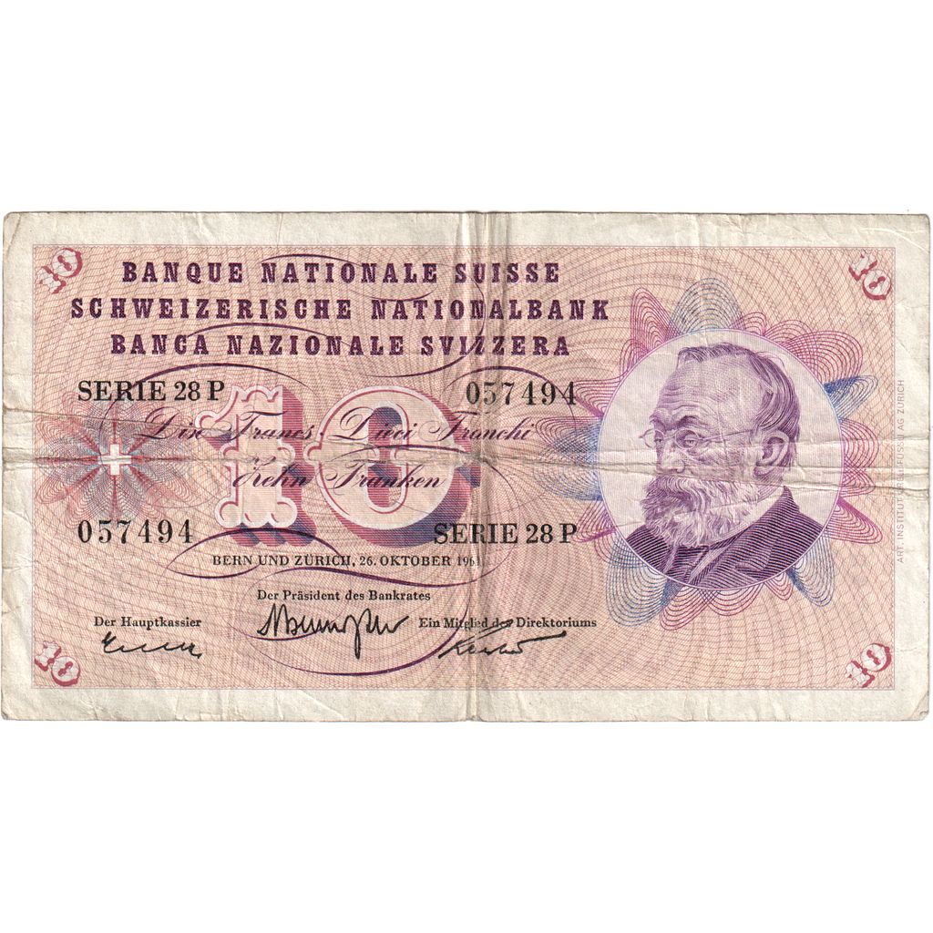 Švajčiarsko,
10 Franken,
1965-01-21