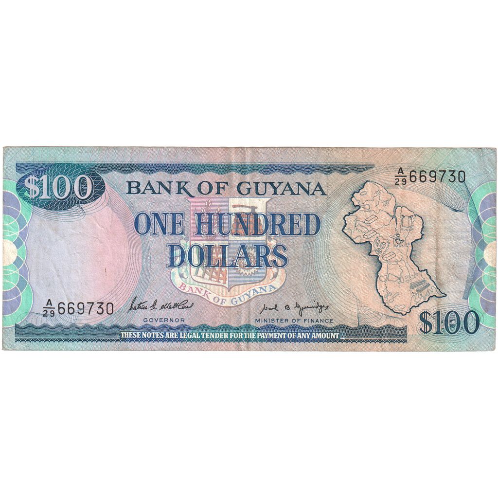 Guyana,
100 dolárov,
EF(40-45)