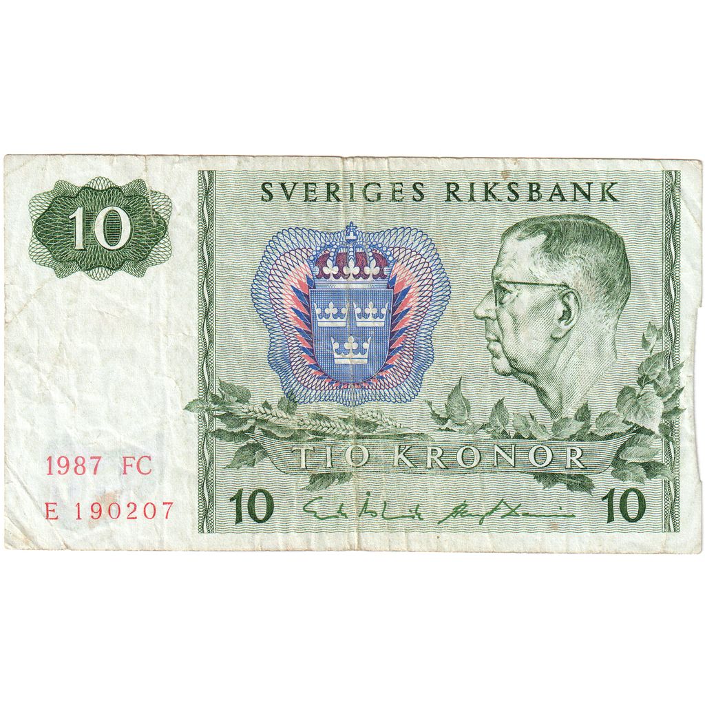 Švédsko,
10 korún,
VF(30-35)