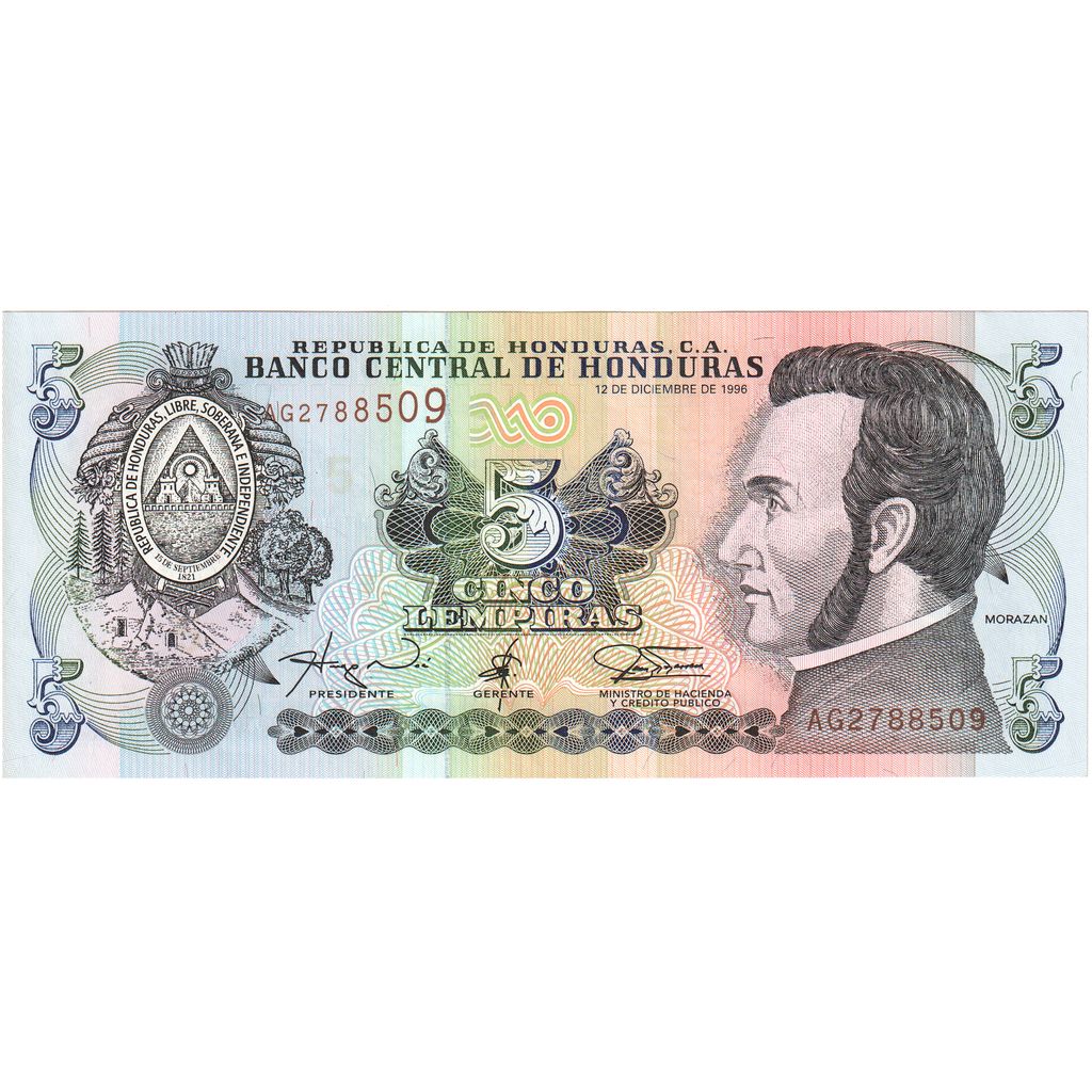 Honduras,
5 Lempiras,
1996-12-12