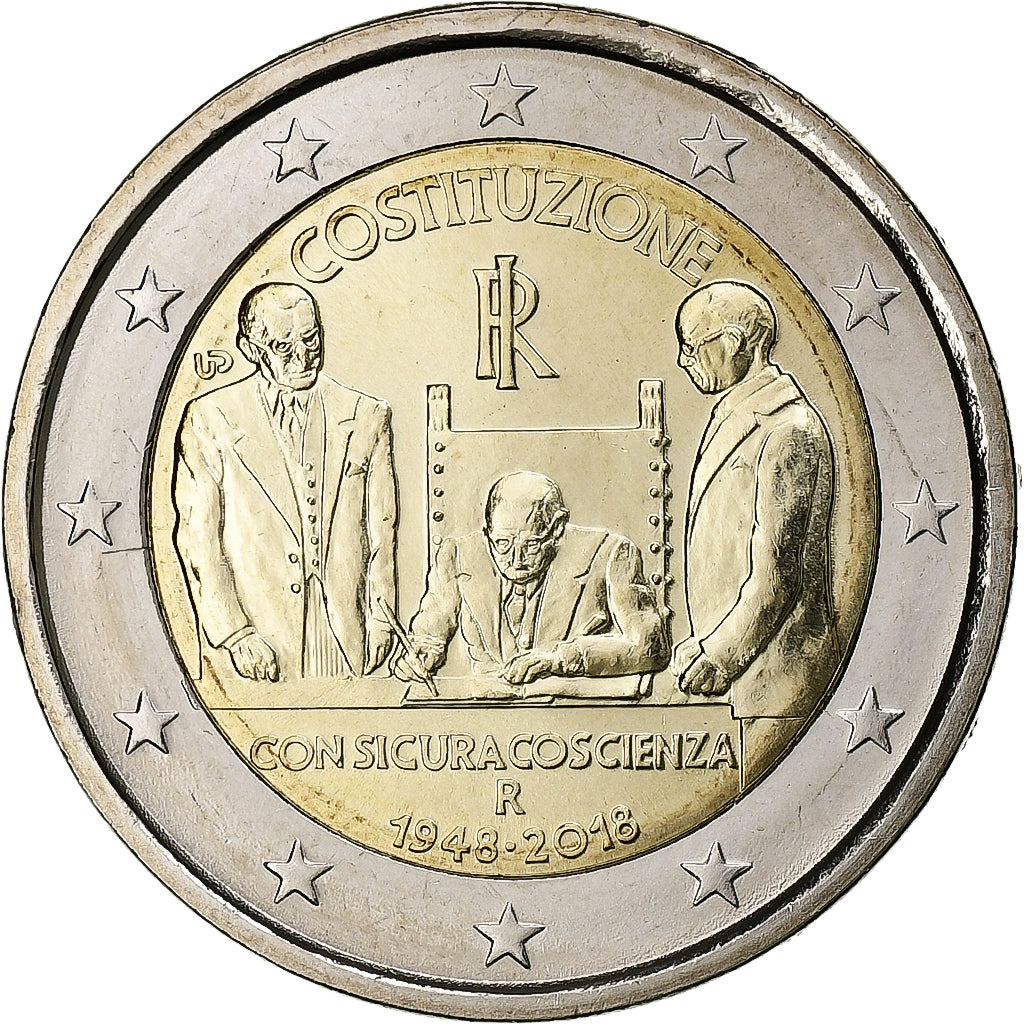 Taliansko,
2 eurá,
Ústava Talianskej republiky