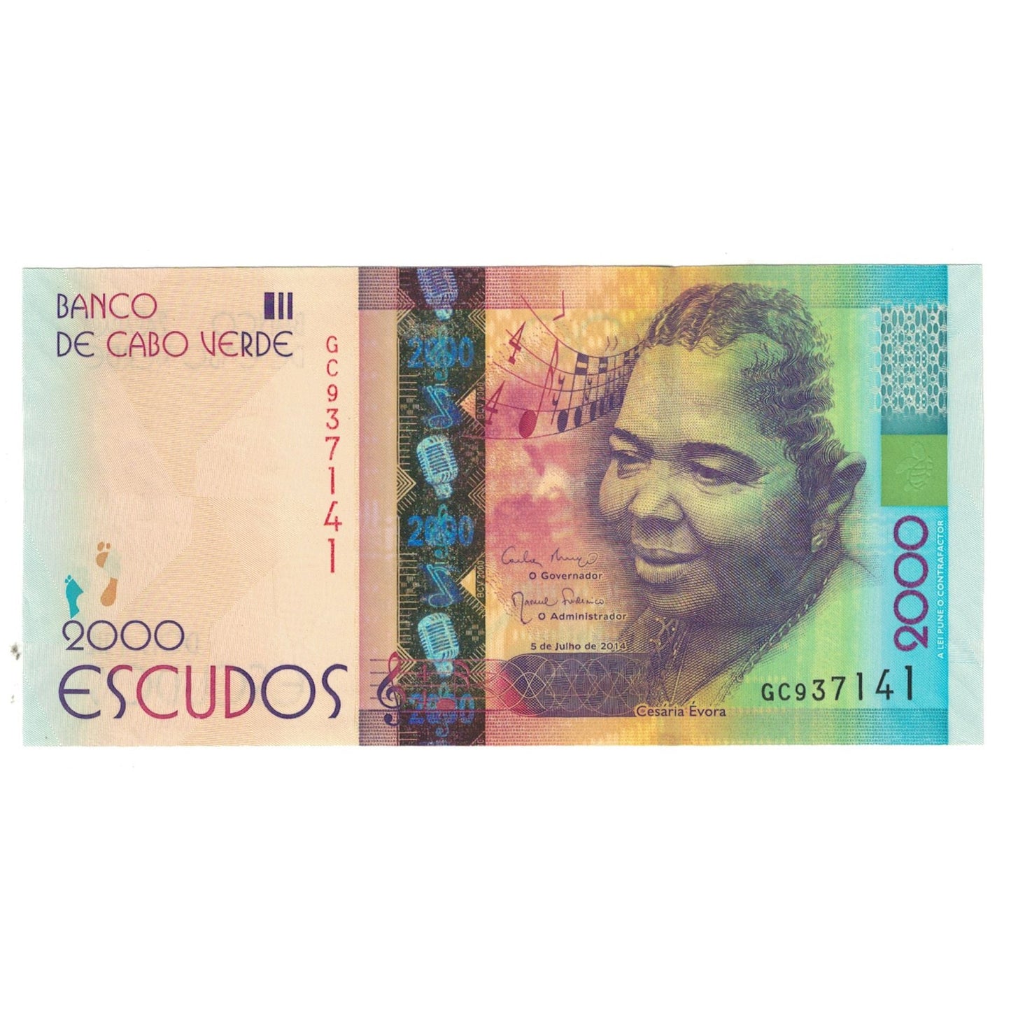 bankovka,
Kapverdy,
2000 Escudos
