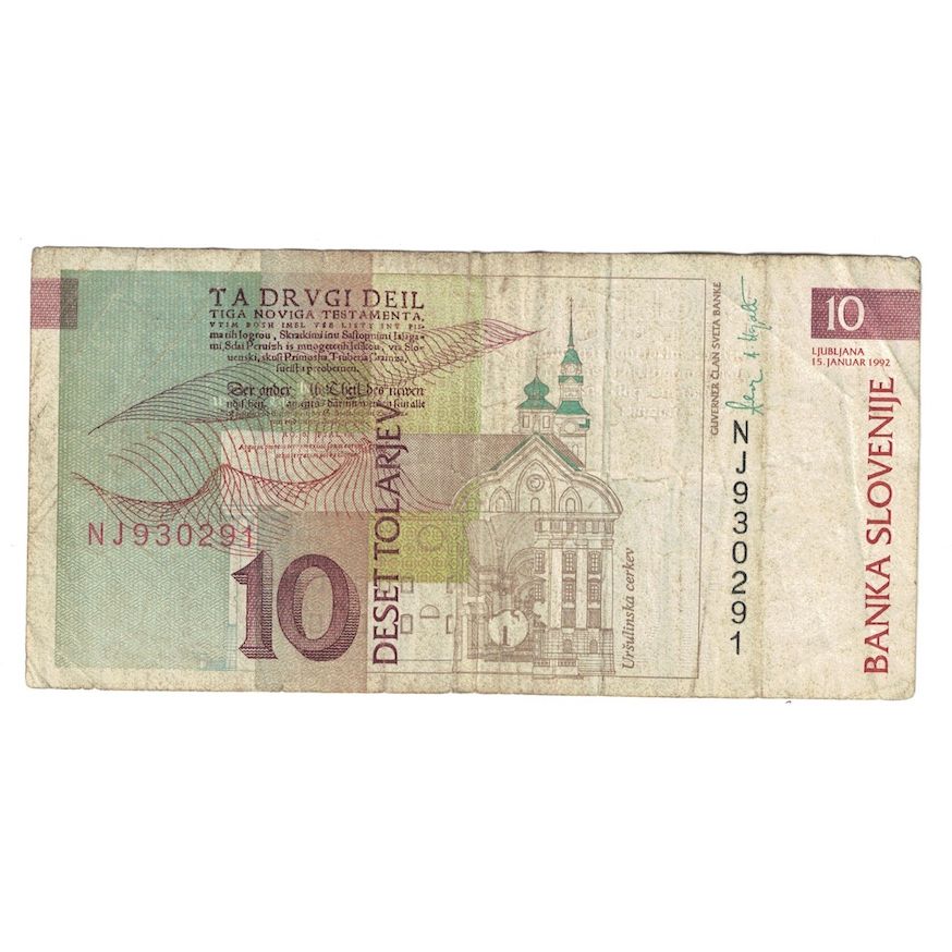 bankovka,
Slovinsko,
10 Tolarjev