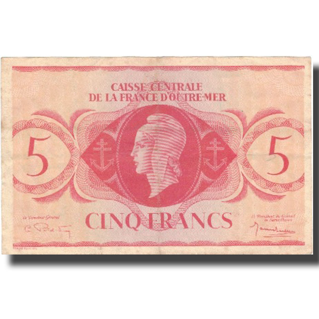 bankovka,
Francúzska Rovníková Afrika,
5 frankov