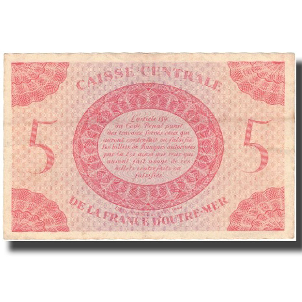 bankovka,
Francúzska Rovníková Afrika,
5 frankov
