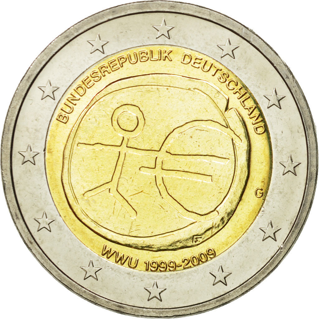 NEMECKO - FEDERÁLNA REPUBLIKA,
2 eurá,
10. výročie emu