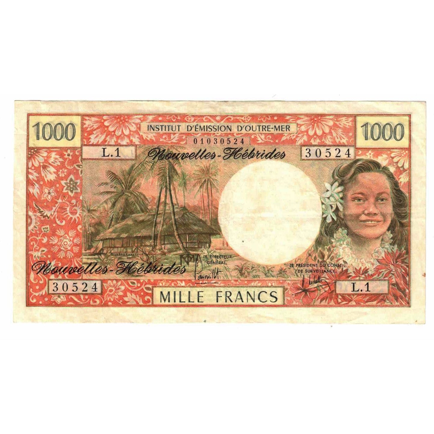 bankovka,
Nové Hebridy,
1000 frankov