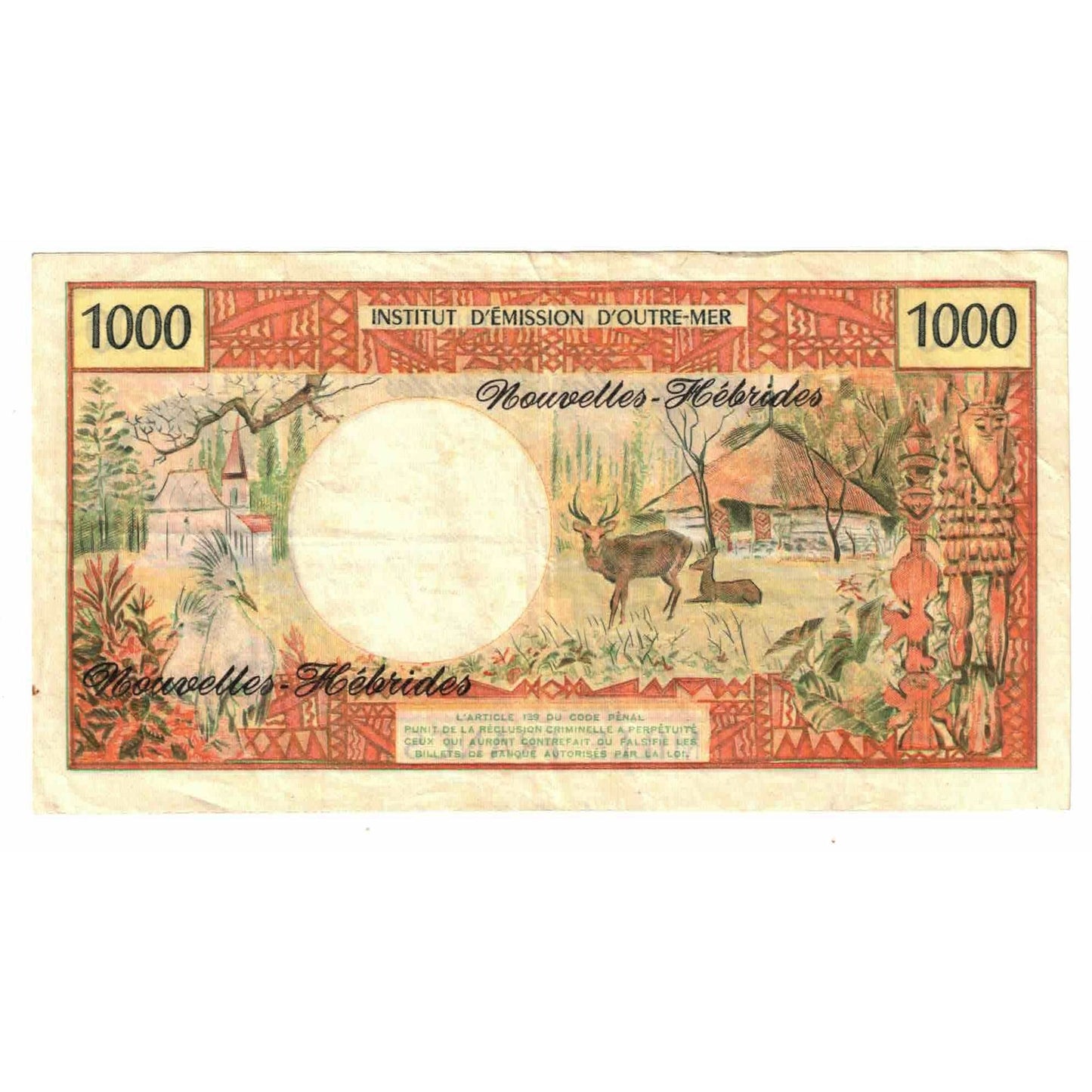 bankovka,
Nové Hebridy,
1000 frankov