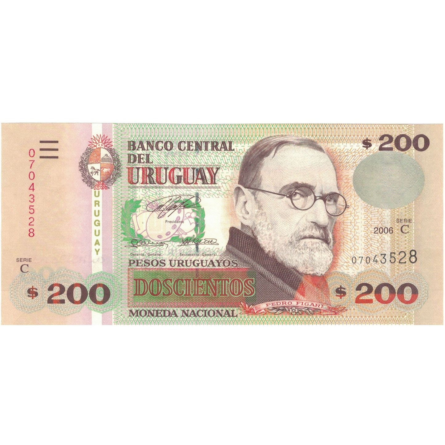 bankovka,
Uruguaj,
200 uruguajských pesos