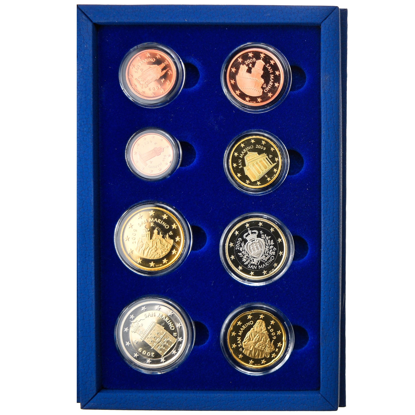 San Marino,
1 cent až 2 eurá,
2009