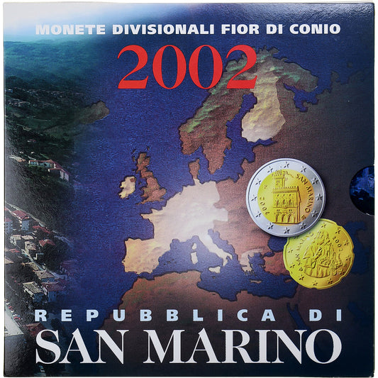 San Marino, 
  
  1 cent až 2 eurá, 
  
  2002