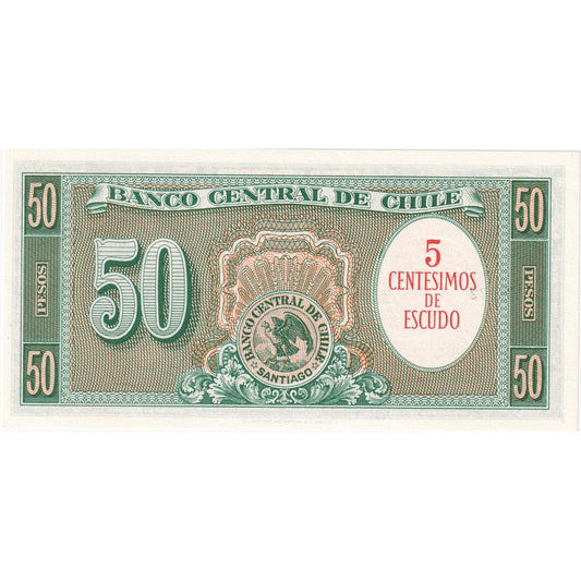 Čile, 
  
  5 centesimov za 50 pesos, 
  
  UNC(65-70)