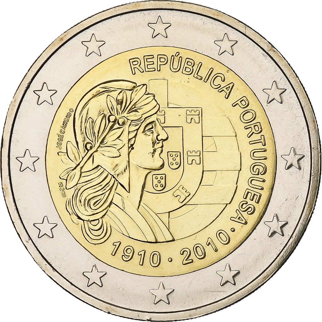 Portugalsko, 
  
  2 eurá, 
  
  100 République Portugal