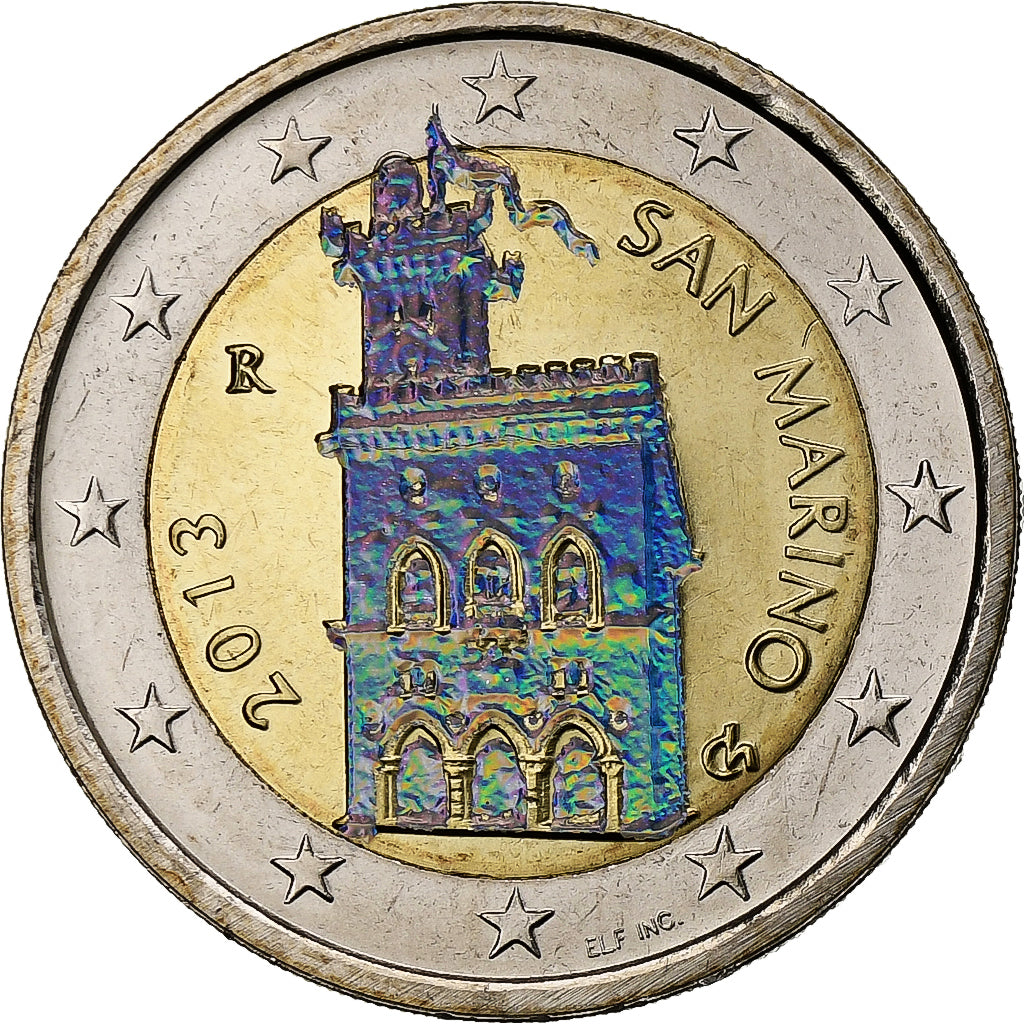 San Marino, 
  
  2 eurá, 
  
  Iridescentný