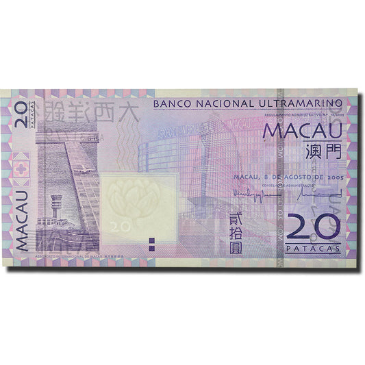 bankovka, 
  
  Macao, 
  
  20 Patacas