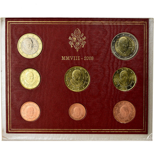 Vatikán, 
  
  1 cent až 2 eurá, 
  
  2008